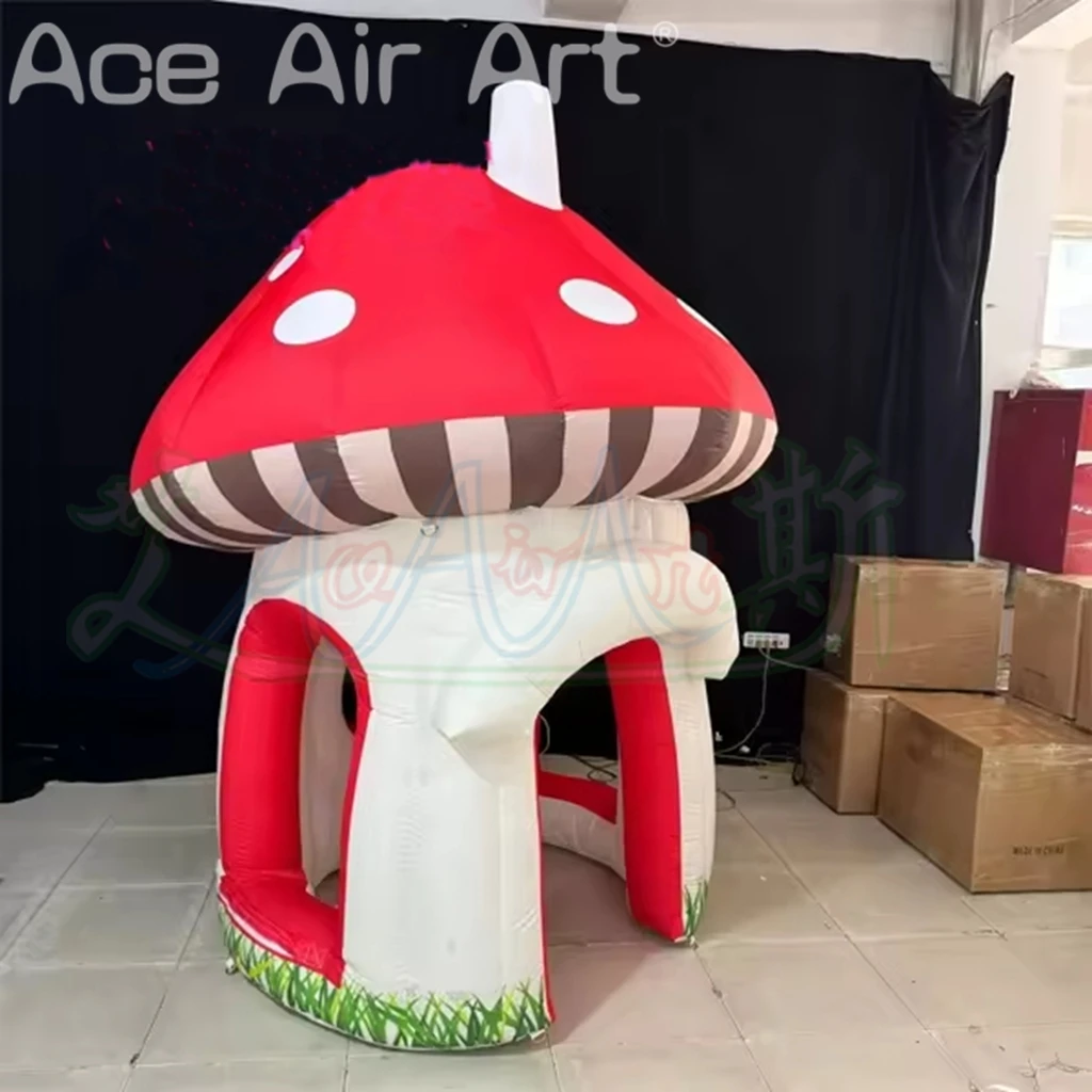 Barraca inflável portátil do cogumelo da cor feita sob encomenda, cabine inflável do cogumelo dos desenhos animados para a decoração da atividade das crianças