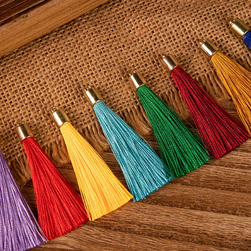 

10-50Pcs 6cm Metal Cap Tassel Handmade Craft Silk Tassels Pendant For Earrings Key Phone Bag Fringe Trim Decoration