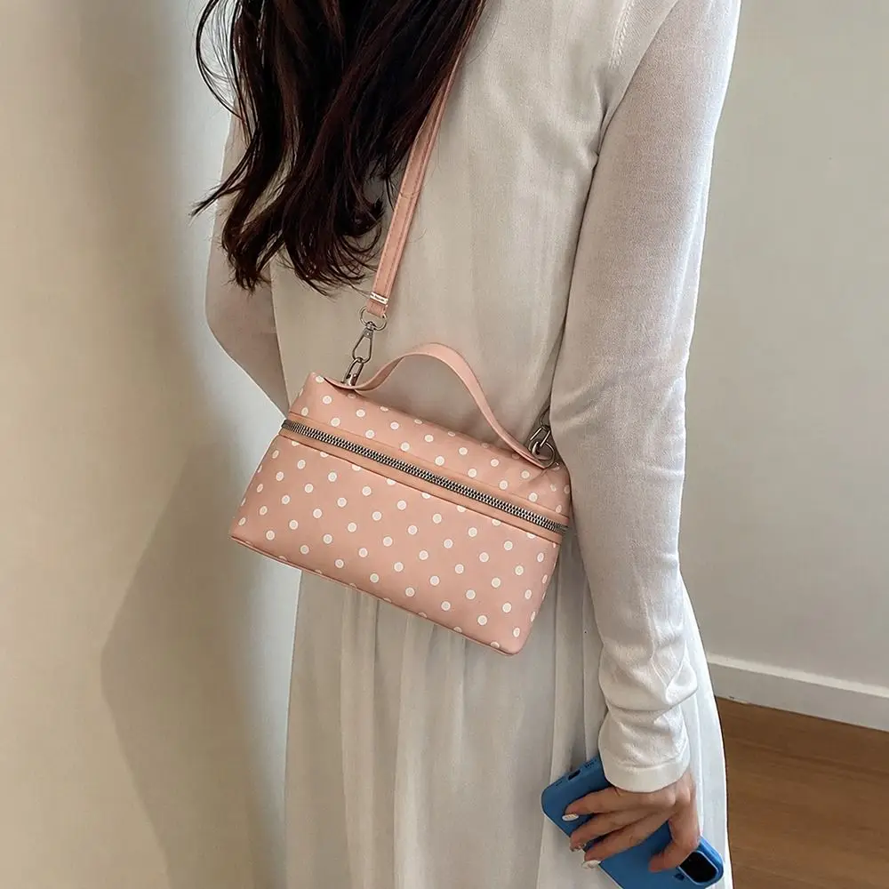 Modische Umhängetasche mit Reißverschluss und Polka-Dot-Muster, Leichtgewichtige Messenger-Tasche mit Verstellbarem Schulterriemen, Polka-Dot-Reißverschlusstasche für Dates – Detail 11