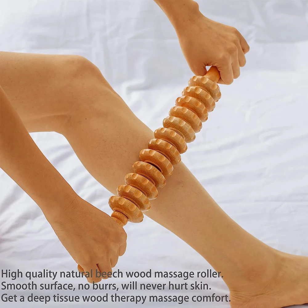 Wood Therapy Massage Tool, Massage Roller Relax Muscles, Relieve Soreness & Lymphatic Drainage, Body Sculpting,100% Natural Wood