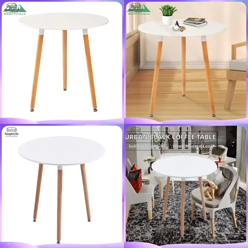 Modern Small Black MDF Coffee Table for Living Room Bedroom Hotel Office Commercial Use Minimalist Round Square Design