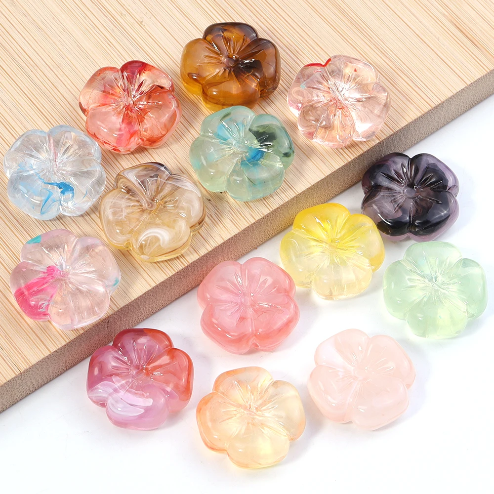 

10/180pcs Acrylic Tricolor Flower Shape Beads Transparent Lampwork Beads Loose Spacer Beads For DIY Ornaments Making Accessories