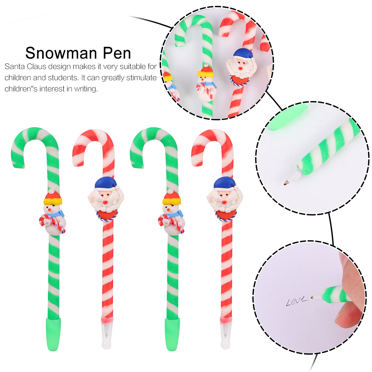 

4 Pcs Santa Claus Snowman Pen Christmas Stocking Stuffer Gift Ballpoint Shine Plastic