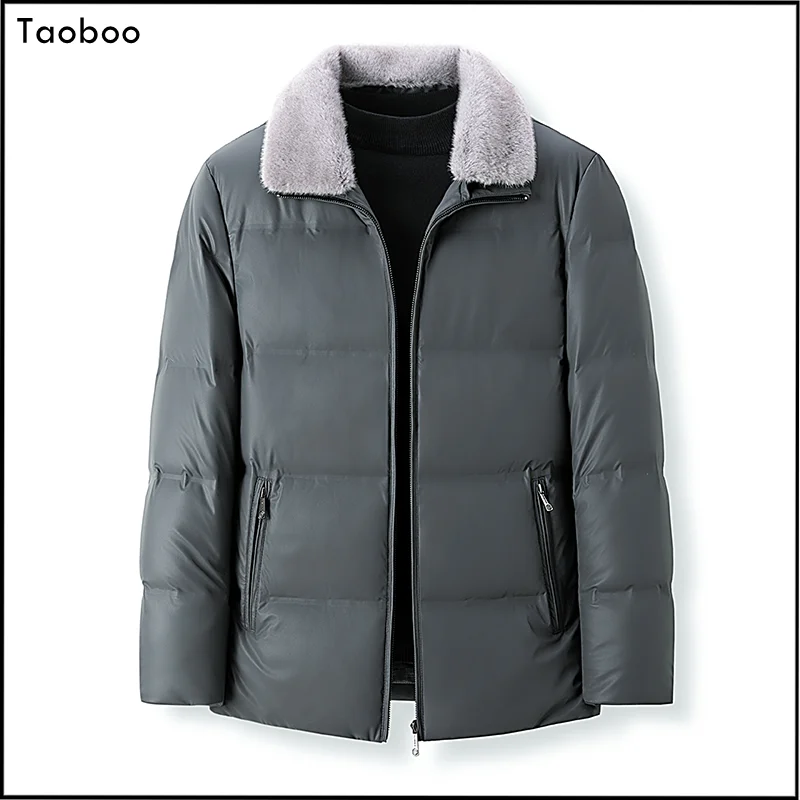 2022 Winter Casual Fashion Male Leatherette Jackets New Vintage Style Padded Fur Collar Parkas Canada Windproof Down jacket men