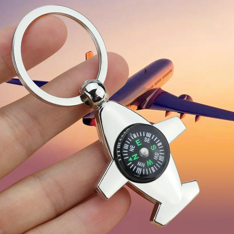 2Pcs/sets New Simple Trend Helmsman Compass Keychain High Quality Fashion KeyRing