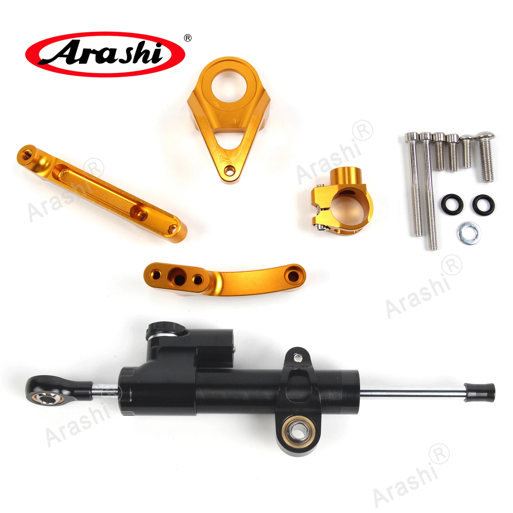 Arashi For SUZUKI GSXR1300 98-16 Steering Damper Stabilizer Bracket Motor Part Aluminium Stainles Steel Gold Silver Black Mount