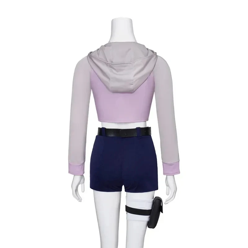 

A;3\v,7'd/Hyuga Cosplay Ninja Costume Hyuuga Hinata Hooded Sweatshirt T-Shirt Bandana Accessories Set Purple Long;3'f,x;4'v\6,b/