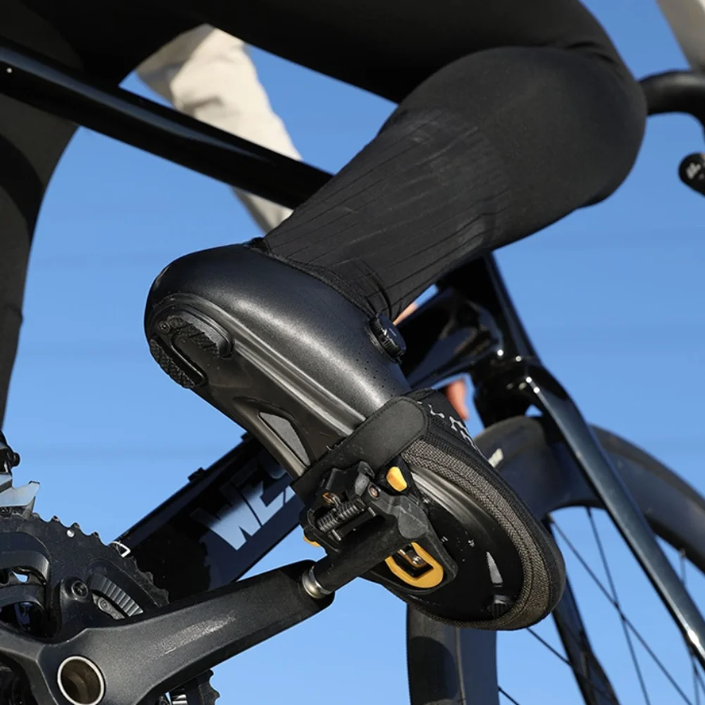 

Road Mountain Bike Shoe Covers Half Length Windproof Lockable Strap Breathable Warm Fabric for Cycling Commuting Training
