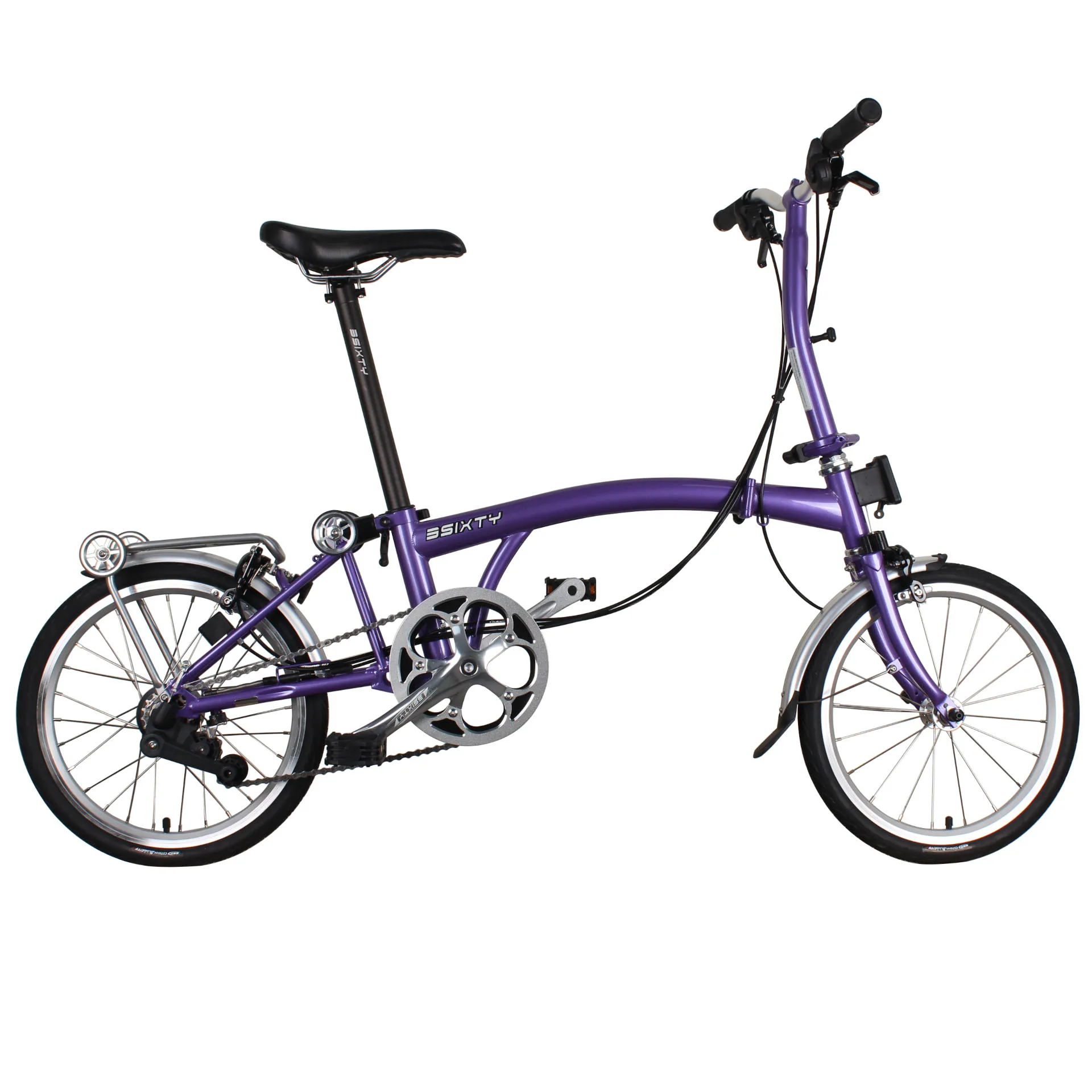 3SIXTY 16 inch  Folding Bicycle 6-Speed Shifter  Standard Equipment Purple Height Adjustable Foldable Bike