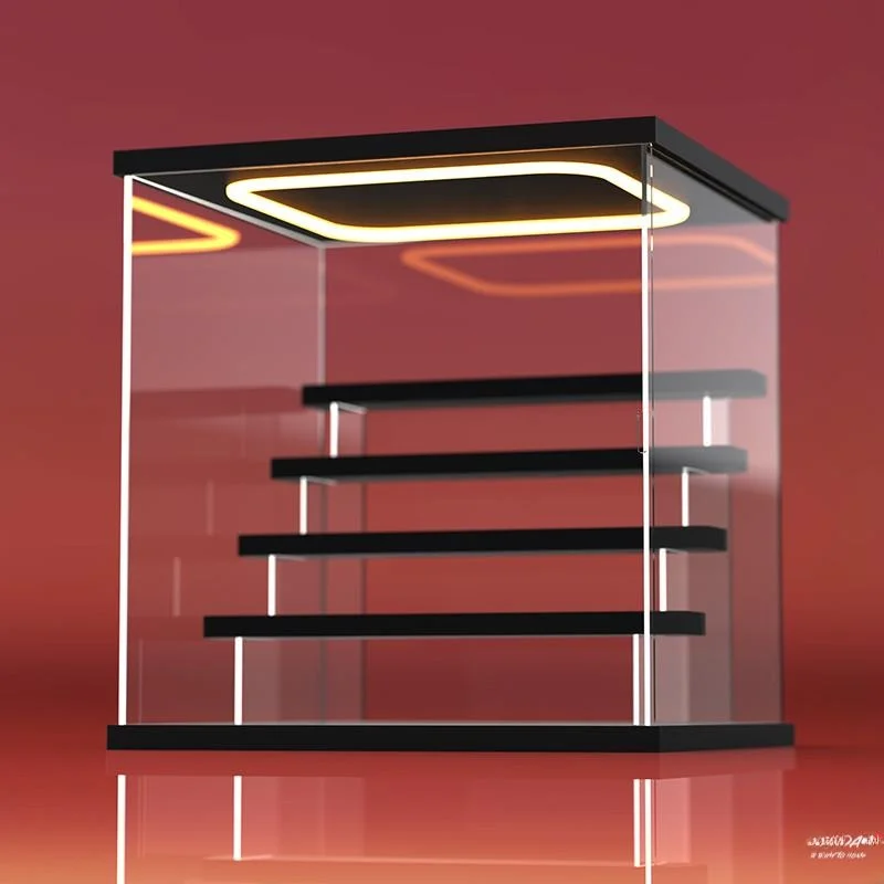

Vmart Acrylic Display Case Storage elf Dust Cover Lighting ow Box Collectible Storage Organizer Step Light Display