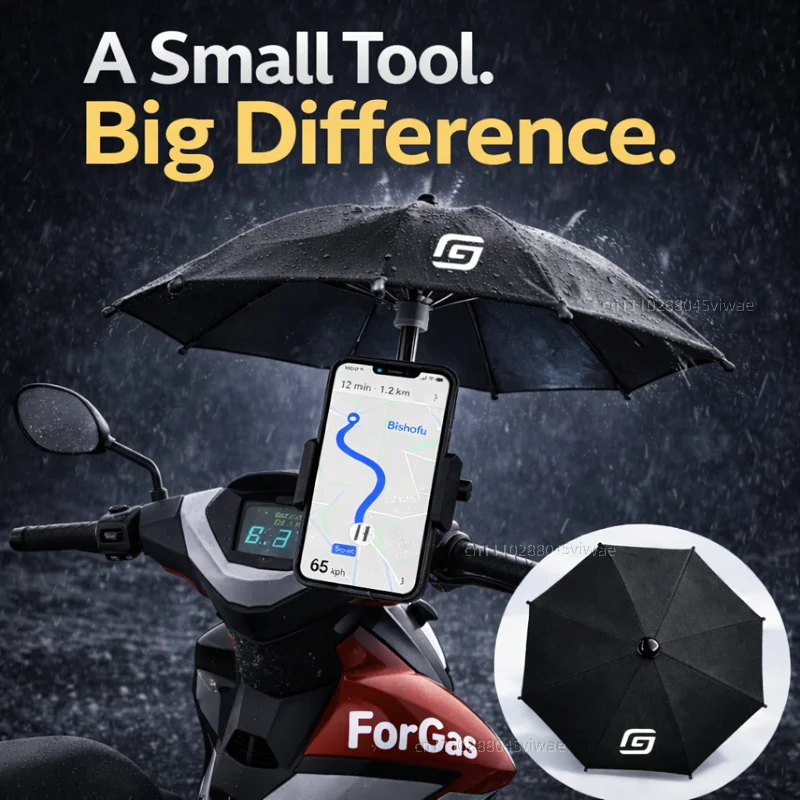 

For Gas Motorcycle Phone Umbrella Holder Waterproof Sunshade Anti Glare Rainproof Handlebar GPS Mount