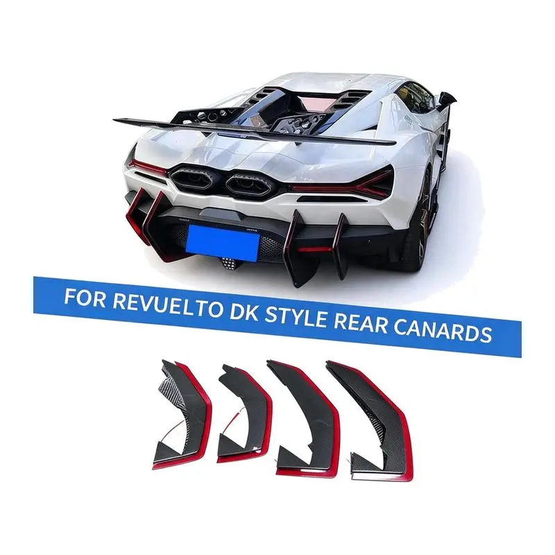 DK Style Dry Carbon Fiber Rear Diffuser Fin Kit for Lamborghini Revuelto 4 Piece Exterior Trim Set