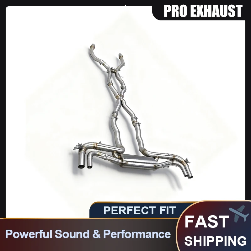 

PRO SS304 Mid-Tail Exhaust Section for Mercedes-AMG GLC63 4.0T Dual-Side Quad-Exit Downpipe with Valves No Tips