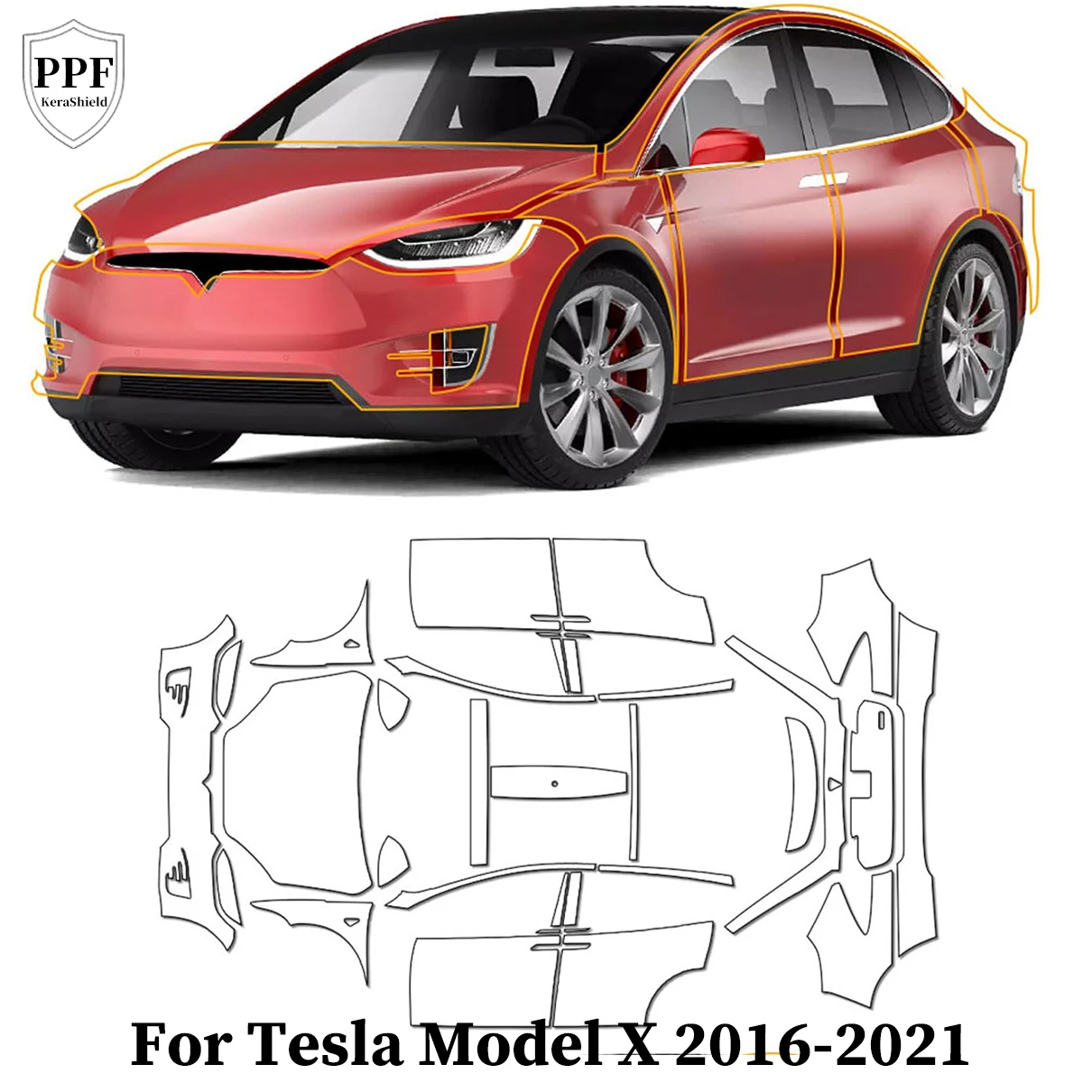 

For Tesla Model X 2016-2021 TPU Paint Protection Film Car Body Pre-cut PPF Clear Bra Anti-Scratch Invisible Repairable Cover