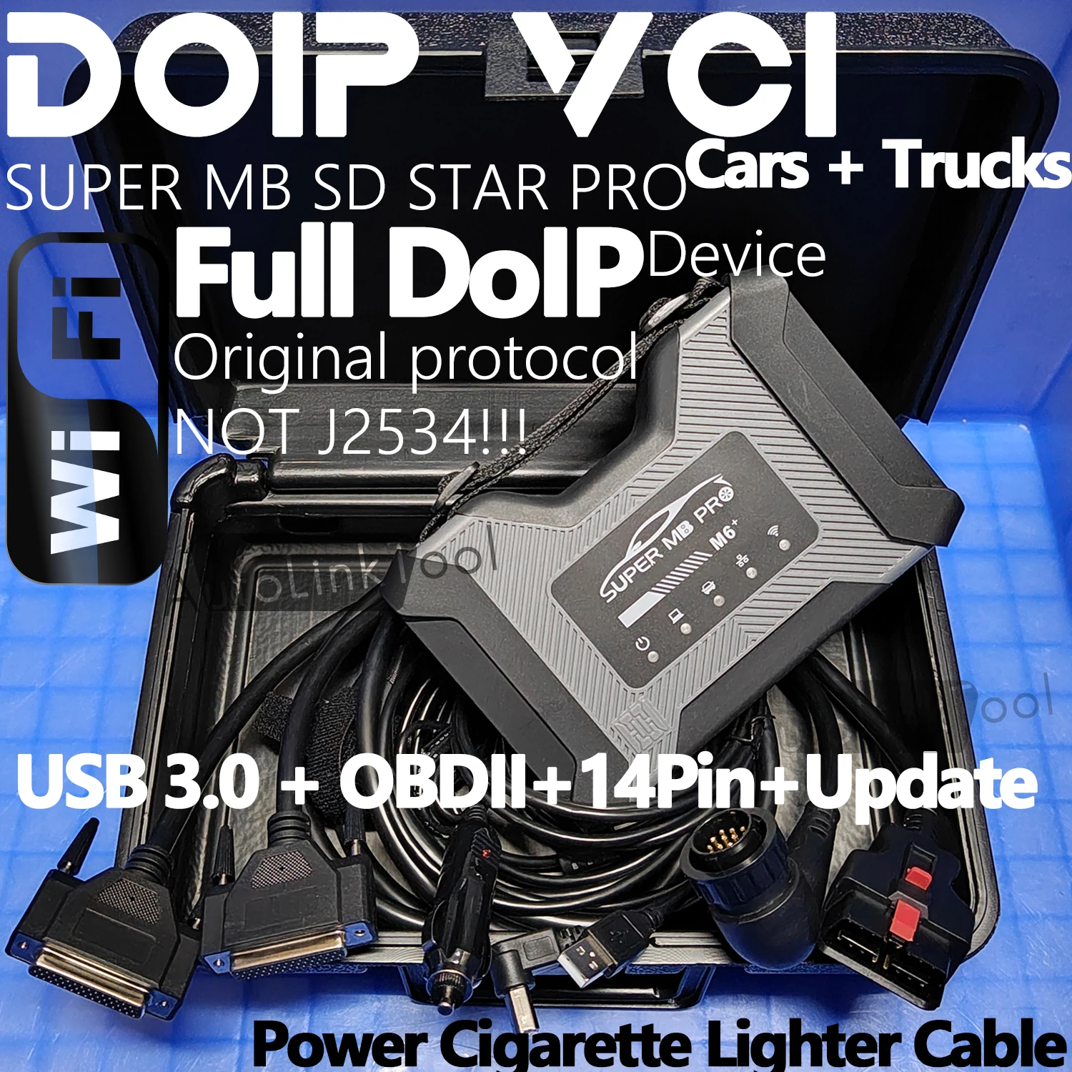 DoIP VCI MB STAR M6 with WLAN 14Pins Trucks OBDII 16Pins Cars Cables WiFi Simple Star Diagnosis Coding Program Online Functions