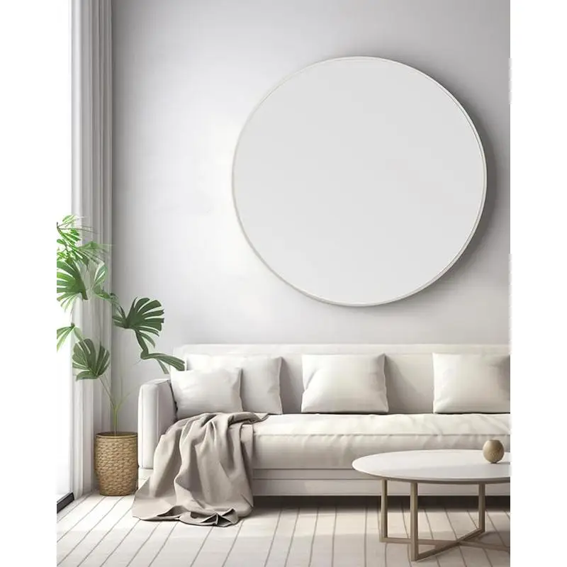 

Round 42-Inch Silver Metal Framed Wall Mirror for Bathroom