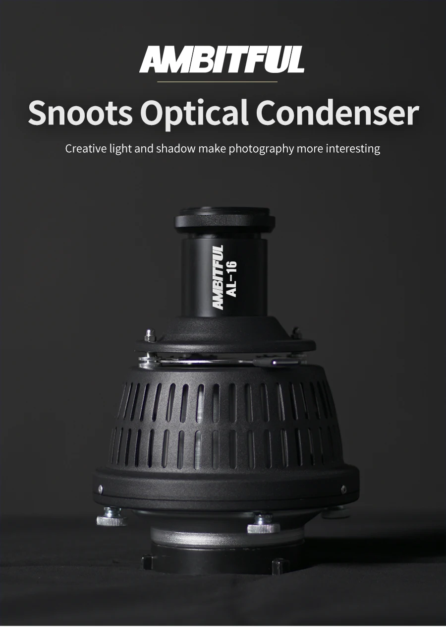 Ambitful AL20 Fotografie-Projektor-Aufsatz, Scheinwerfer, konischer Snoot, optischer Kondensator für Mini Bowens Godox Zhiyun INKEE – Detail 22