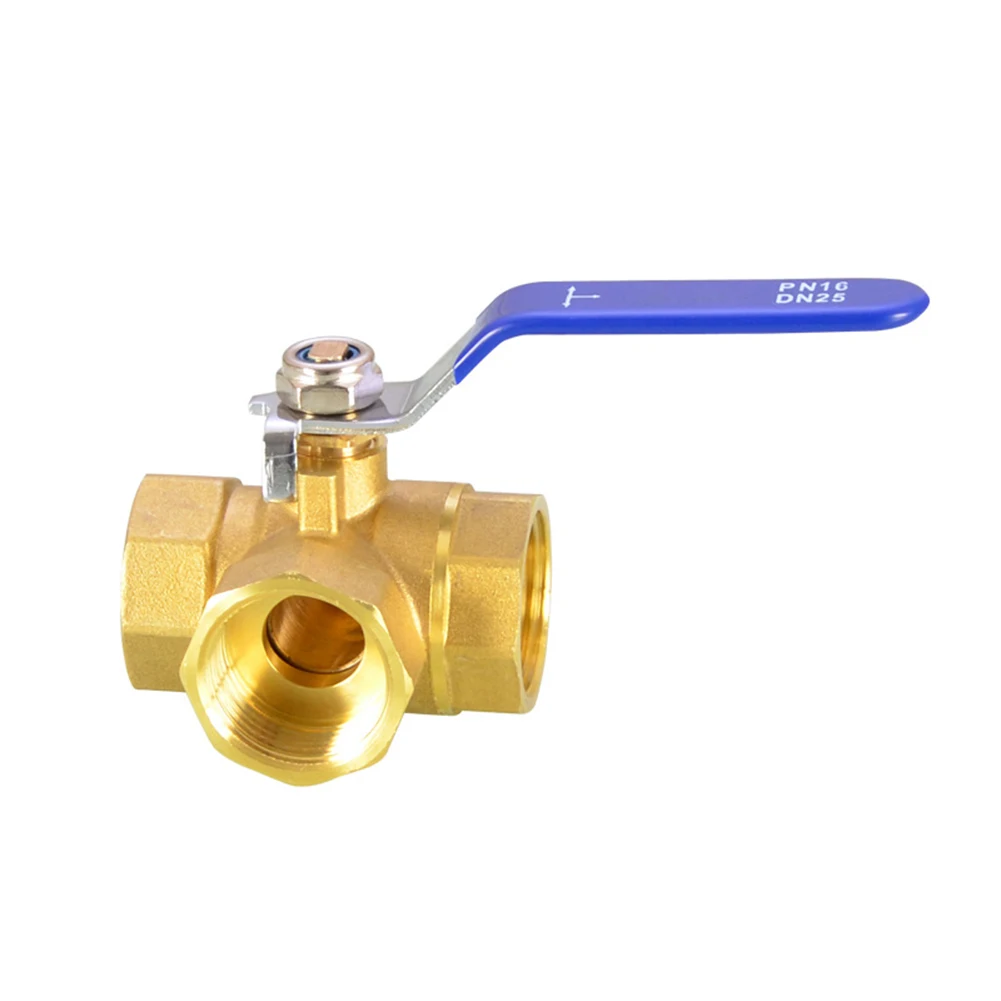 1pc 3-Way DN20 (T-Port) Pipe T-Type Brass Ball Valve For BSP Female Thread Piping Systems Accessories