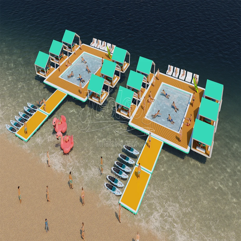 

Customized Big Size Aqua Park Inflatable Floating Island For Water Play Equipment