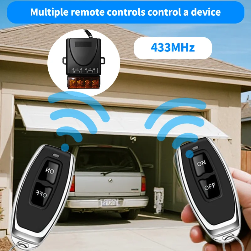 433 ميجا هرتز لاسلكي للتحكم عن بعد التبديل RF التتابع استقبال التيار المتناوب 220 فولت 30A 1CH + تشغيل/إيقاف الارسال لمصباح الأجهزة الكهربائية