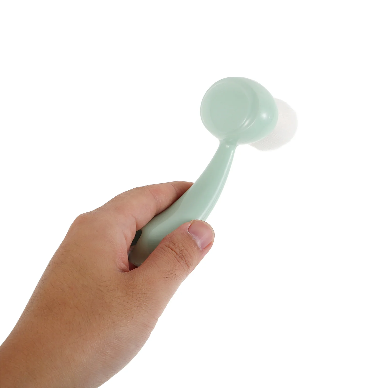 Spazzola esfoliante per la pulizia del viso Manico lungo Scrubber viso morbido verde chiaro Strumento esfoliante per il viso per la rimozione dei punti neri dei pori profondi