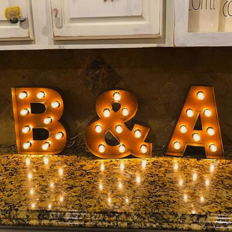 

2023 Light Emitting Diode Metal Letter New Metal Retro Marquee Logo Light Marquee Letter 3D Emitting Diode
