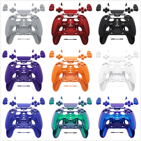 eXtremeRate Siyah Tam Set Muhafaza Kabuğu, PS5 Kenar Denetleyicisi için Düğmeli Dokunmatik Yüzey Kapağı - Tek ve Şeffaf Serisi