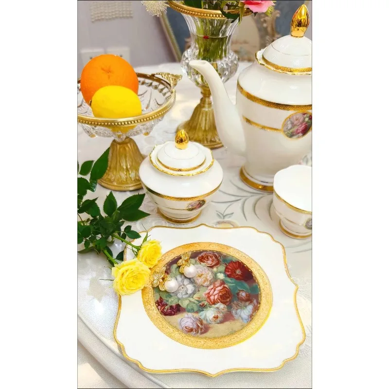 

New Design Fine Bone China Royal Elegant White Embossed 24 Pcs Coffee Cup Set Tea Sets Luxury