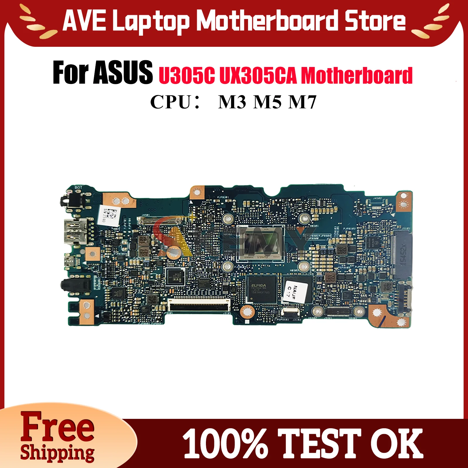 

UX305CA Материнская плата для ноутбука ASUS ZenBook UX305C U305C UX305CA Материнская плата для ноутбука с процессором M3 M5 M7 100% тестирование ОК быстрая доставка