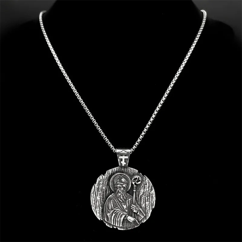 

Catholic Saint Benedict Medal Pendant Necklace for Women Men Stainless Steel Silver Color Chain Protection Jewelry San Benito