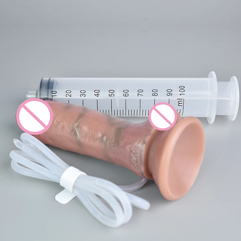 15.7*3.8cm Realistic Penis Spray Squirt Dildo Artificial Dick Women Masturbator Injector Pump Sex Toys for Vagina Anal Sexshop