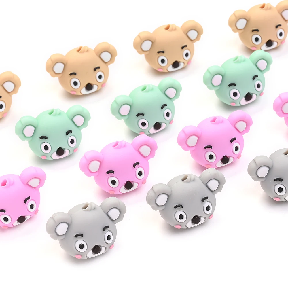 

18x28 мм 6 шт. пищевые силиконовые бусины «Коала» для детских сосок, цепочки для ухода за руками, подарки, ожерелья, подвески, аксессуары, без BPA