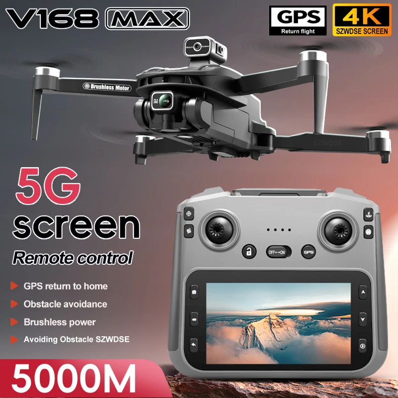 

V168 MAX GPS Drone 5G Professional 8K HD Camera Aerial With Screen Control Brushless Obstacle Avoidance FPV RC Dron Quadcopter