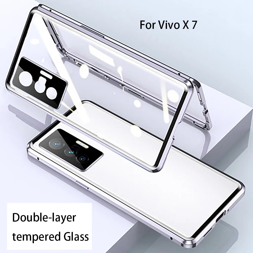 Prottective Case For Vivo X 7 Double-layer Magnetic Adsorption Tempered Glass Case For Vivo X 7 Full Cover Transparent Shell