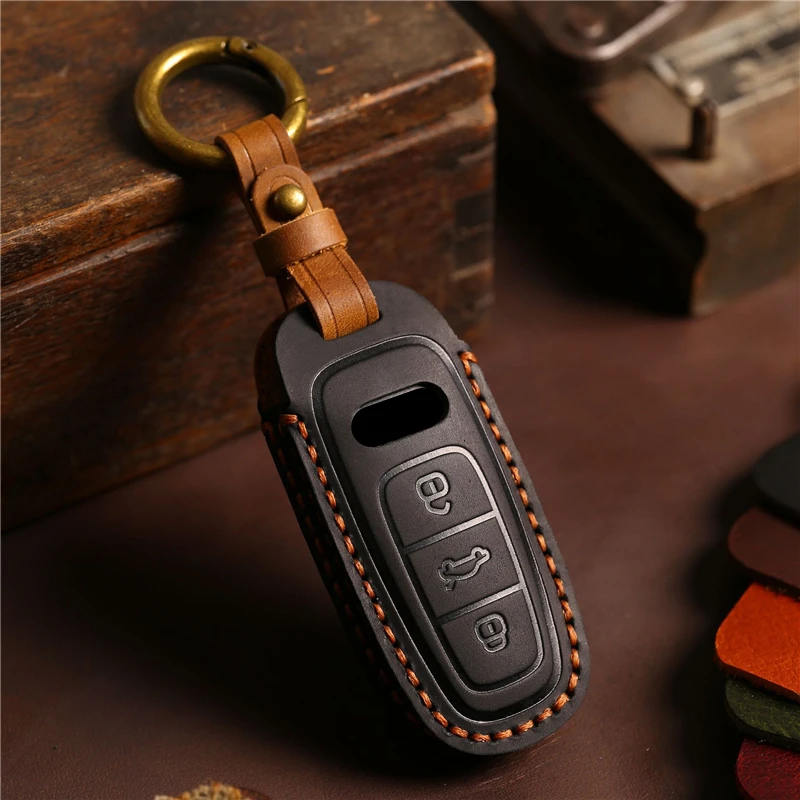 Leather Car Remote Key Cover Case Holder shell Housing Bag For Audi New A3L A4L A5 A6L A7L Q4 e-trom Q5 Q6 Q7 Q8 S4 S6 S7 2025