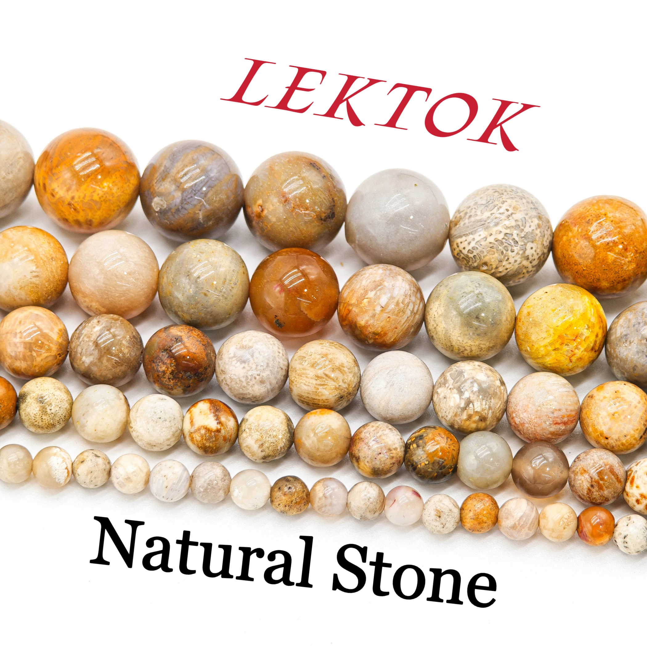 

Natural Coral Agate Beads 4-10mm | 15-inch Yellow Fossilized Coral Strand for DIY Jewelry, Healing Stone & Wealth Charm