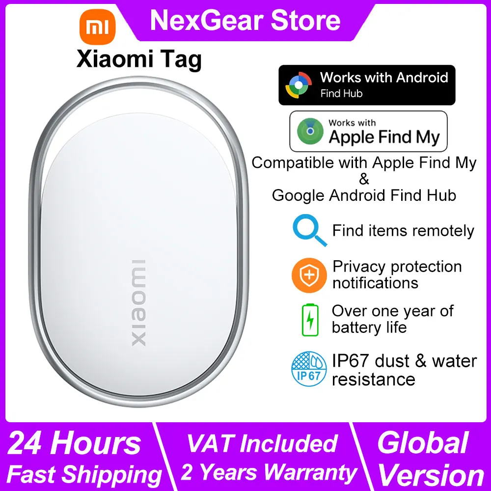 Dispositivo Inteligente Antipérdida Xiaomi Tag 2026, Notificaciones de Protección de Privacidad, Localización Remota de Artículos, Bluetooth 5.4, Compatible con Apple Find My y Google Android Find Hub, Versión Global