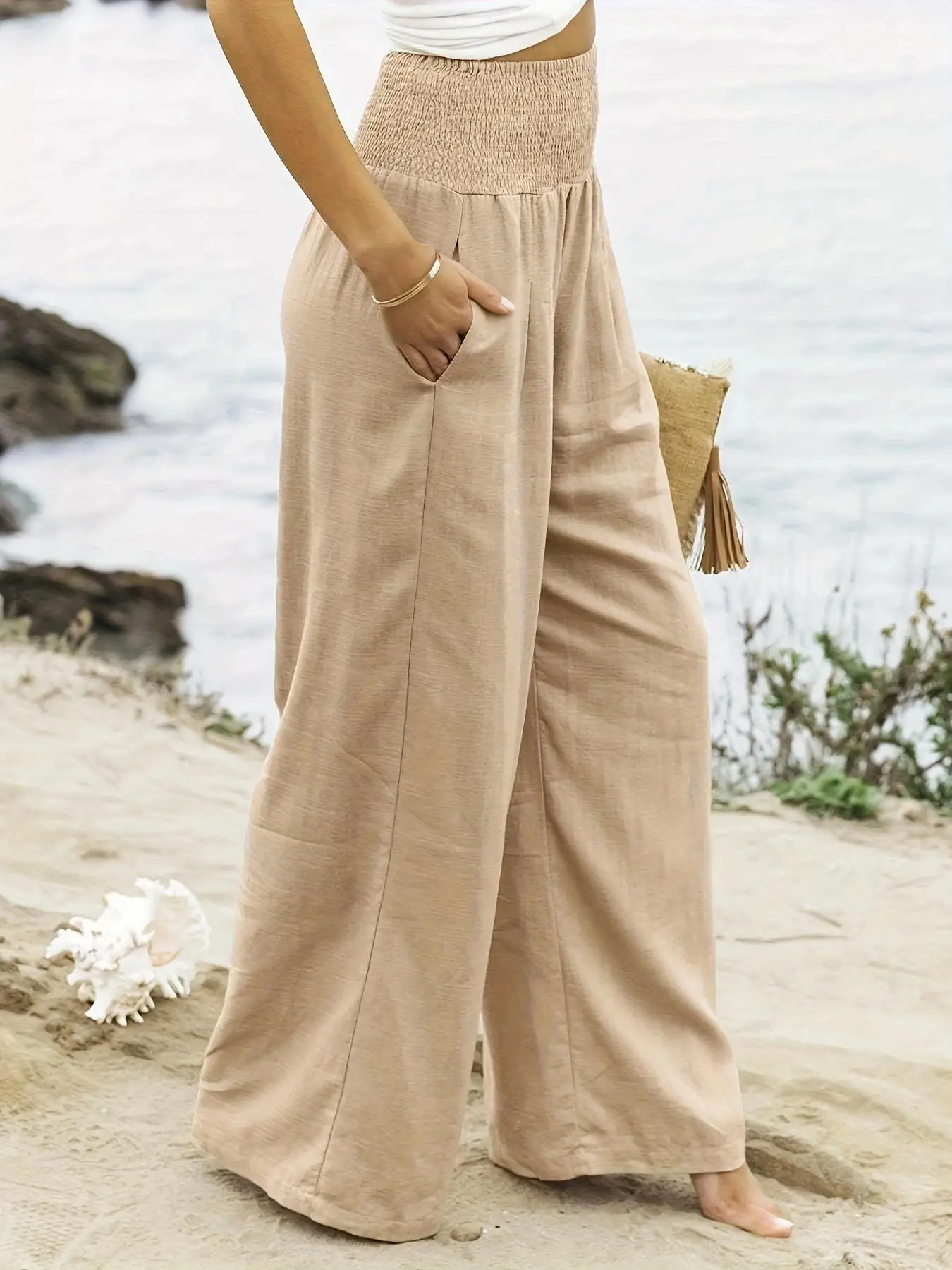 2024 New Spring and Summer Cross-border Women's Casual Pants Casual Style Cotton Do Old Mid-waist Ladies Pants for Outside Wear