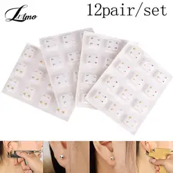 24pcs=12Pairs Surgical Steel Ear Studs Earrings Set Medical Earrings Piercing Tool Kits Women Jewelry Piercing Stud Earring