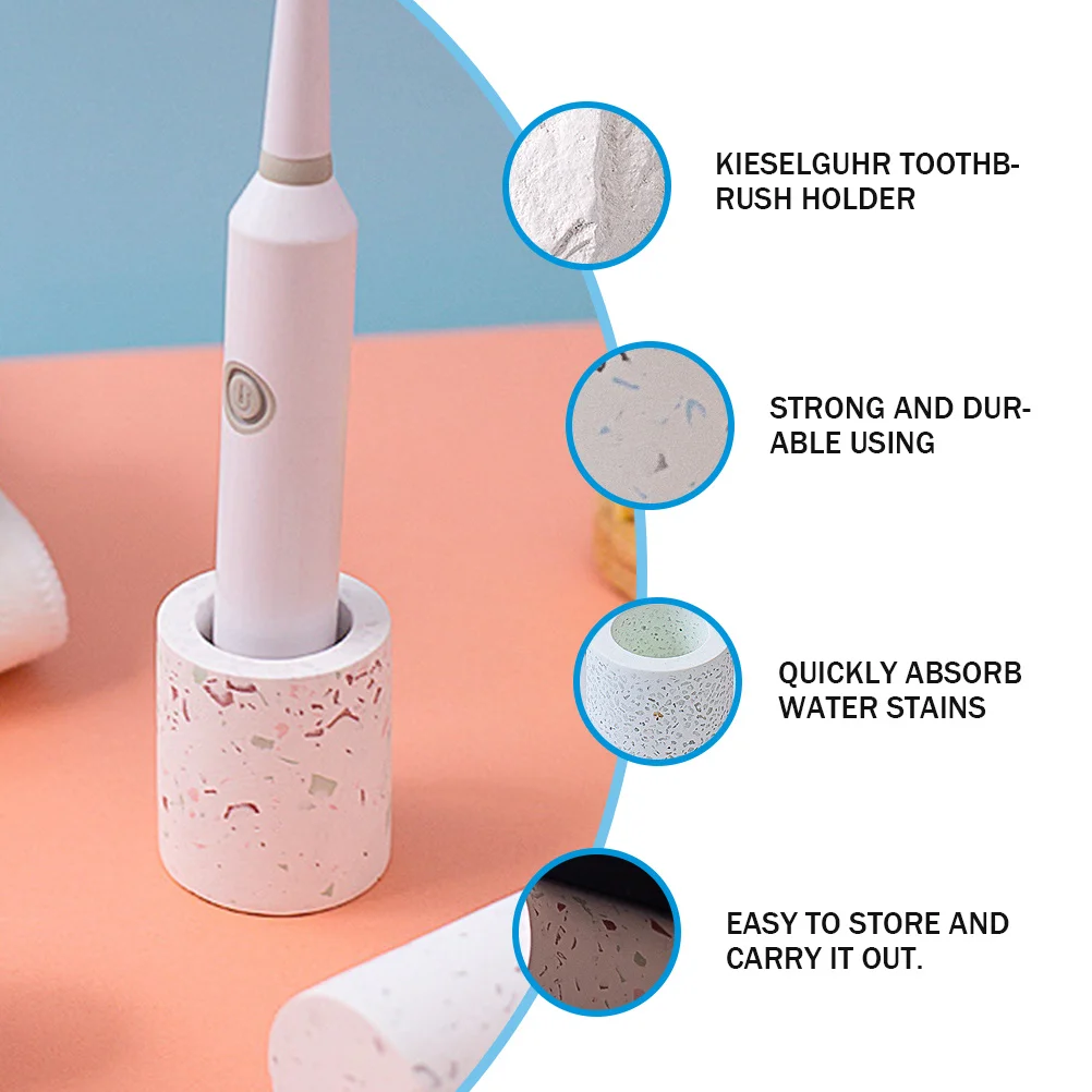 

1Pcs Kieselguhr Toothbrush Holder Waterproof Quick Absorb Water Stains Easy Dry Compact Desk Toothbrush Organizer Home Bathroom