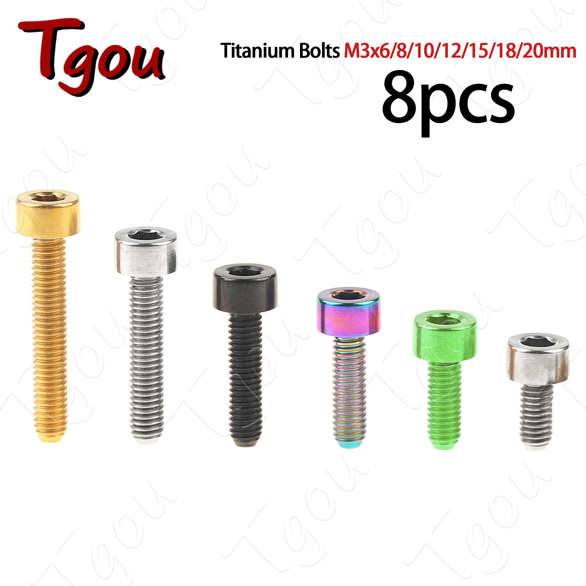 

Tgou Titanium Bolt M3x6/8/10/12/15/18/20mm Stigma Screw for Bicycle Fastener 8pcs