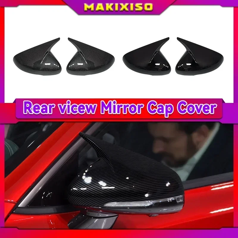 

For KIA Stinger 2018-2022 2023 Car body side door rearview mirror cover ABS carbon fiber Glossy Black Car styling