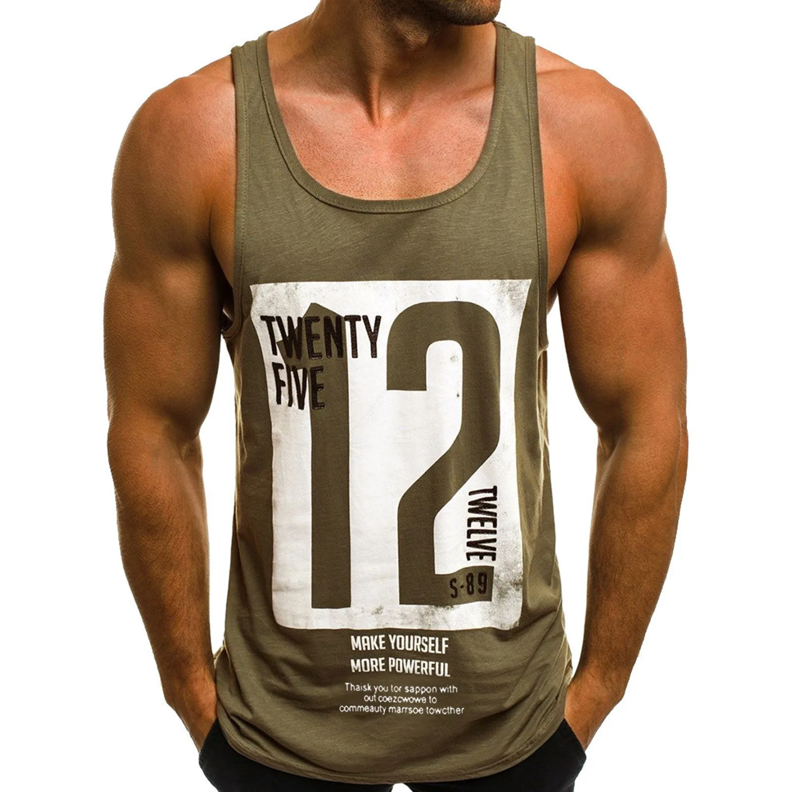 Men Number Print Tank Top Summer Plus Size Loose Vests Sleeveless Tanks Top Clothing