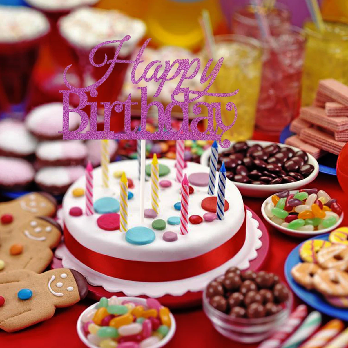 

10 Pcs Birthday Cake Flags Gold Topper Decoration Decorate Decorations