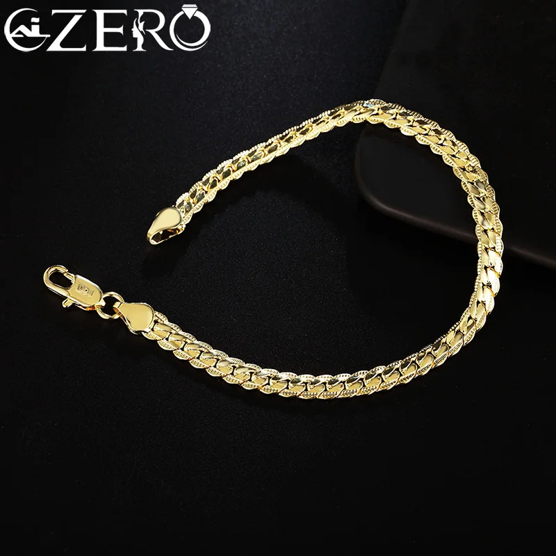 

Fashion 18K Gold 925 Sterling Silver 5MM Men Jewelry Charm Women Lady Chain Bracelets Wedding Party Gifts