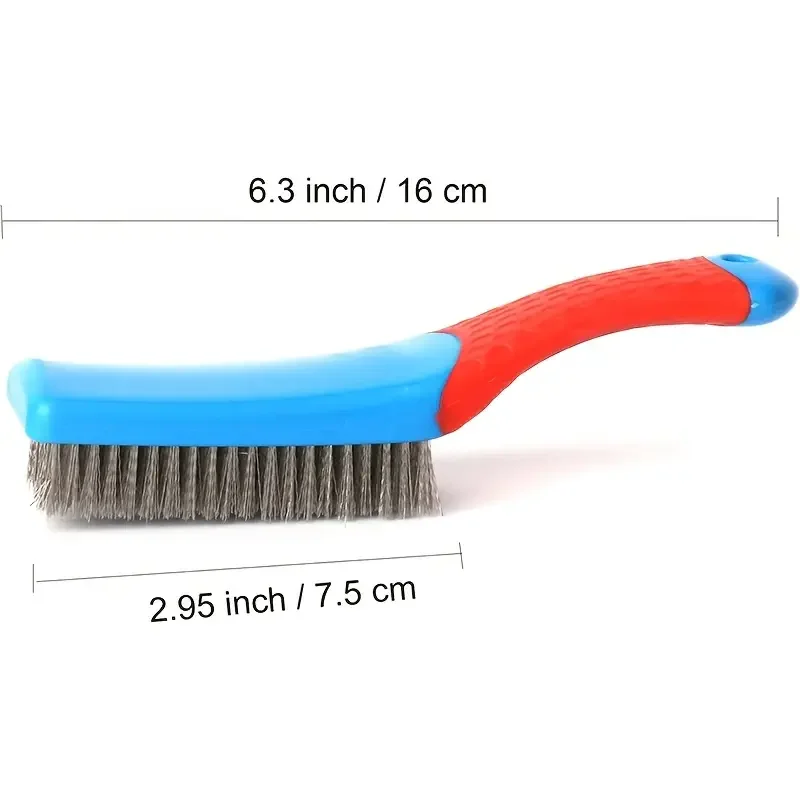 Wire Brush Duty Stainless Bristles With Plastic Handle Grip For Rust, Wielding Slag, Dirt & Paint Scrubbing With Deep Cleaning