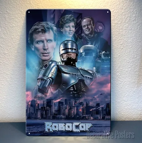 Pôster de metal Robocop - Tamanho de sinal de lata de filme retrô: 20x30cm () - alumínio