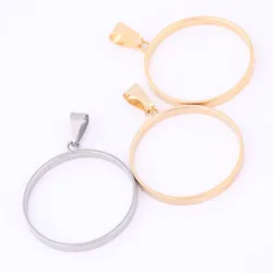 6pcs Stainless Steel Big Open Bezel Pendant Charms 30mm Round Cabochon Frame Setting Blanks For Resin Necklace Jewelry Making