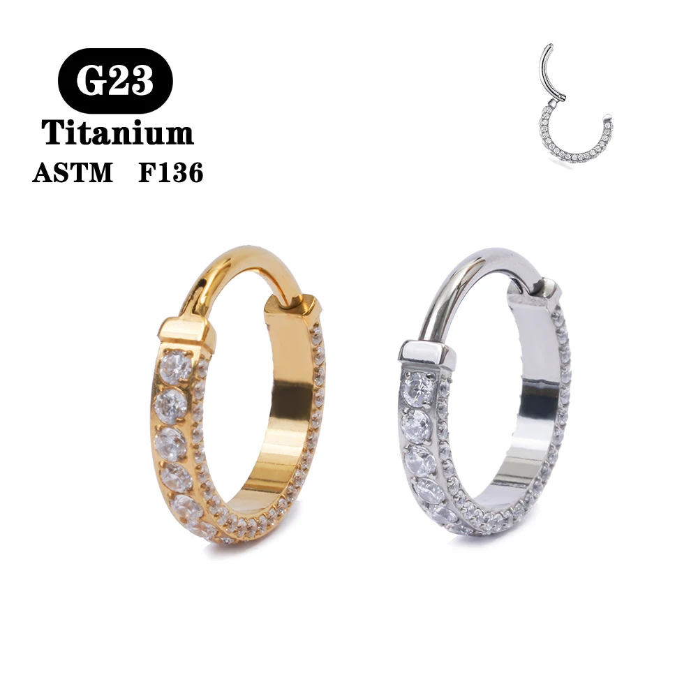 

G23 Titanium F136 Nose Ring Earrings Three Dimensional Zircon Round Luxury Jewelry for Women Shining Party Girls Gifts