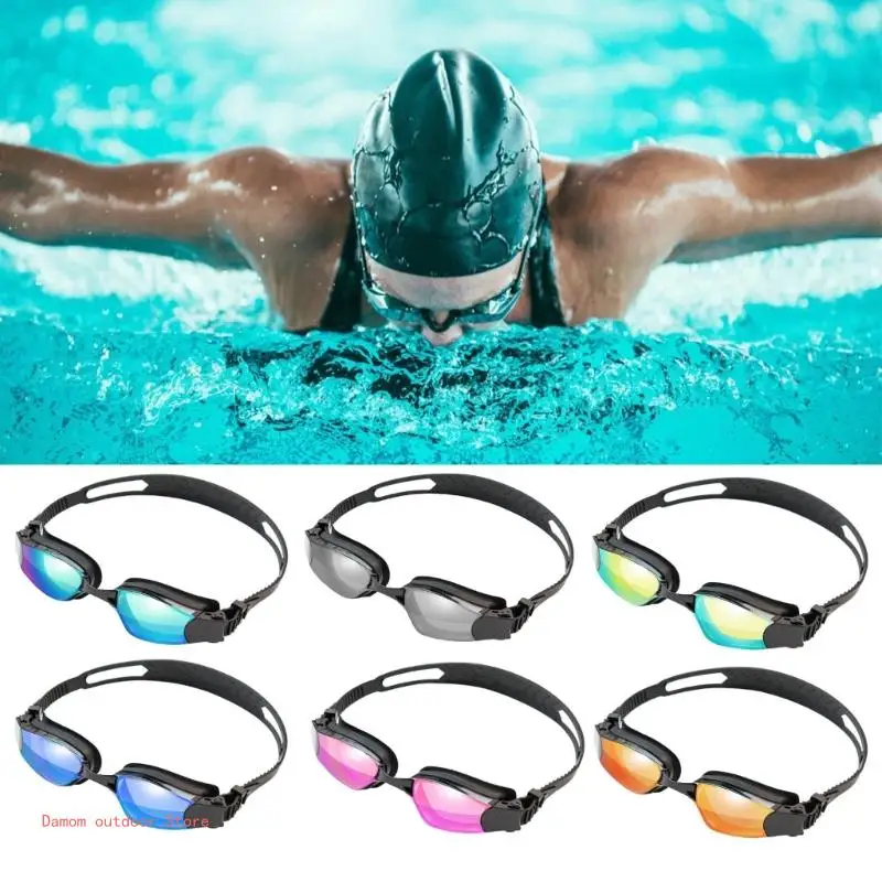 

Swimming Goggles, Open Water Goggles Swimming Anti-Fog UV No Leakage Clear Easy to Adjust for Adults